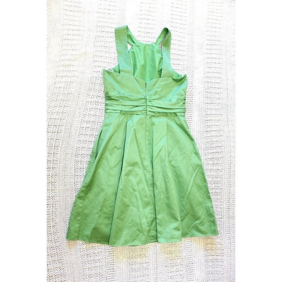 Davids Bridal twist Mini Dress Green Size 8 Cotton Sleeveless zip up Cocktail - Picture 6 of 10